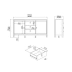 Barcelona sideboard 2 doors 3 drawers in white