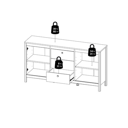 barcelona sideboard 2 doors 3 drawers in matt black