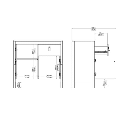 barcelona sideboard 2 doors 1 drawer in white