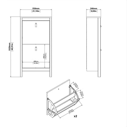 barcelona shoe cabinet 2 flip down doors in matt black