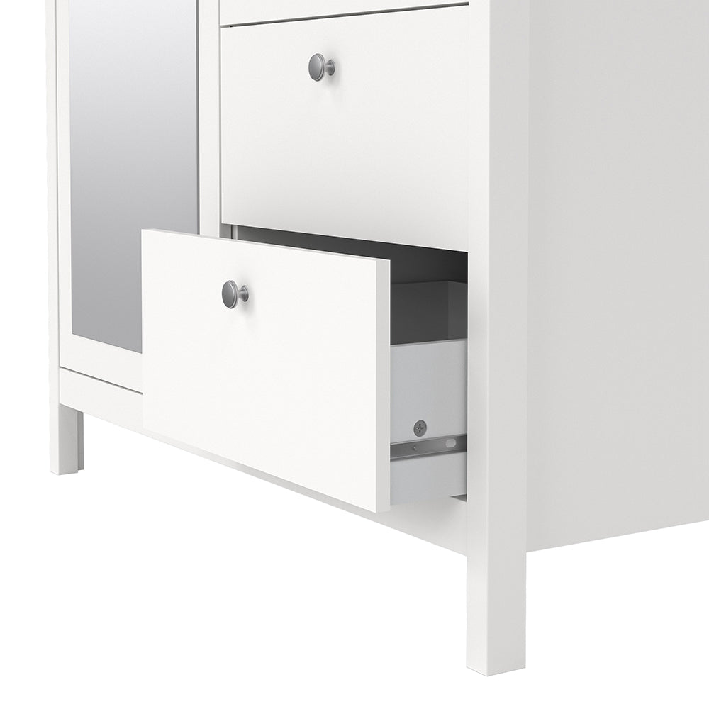 madrid wardrobe with 1 door 1 mirror door 2 drawers white