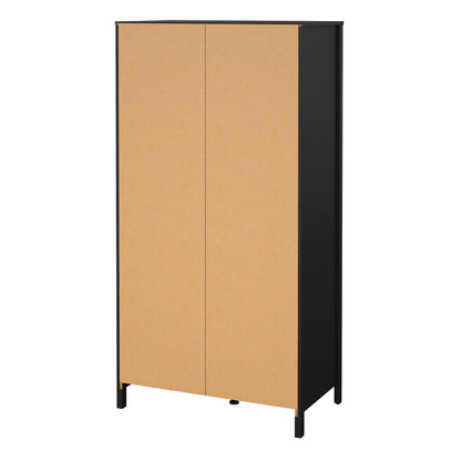madrid wardrobe with 1 door 1 mirror door 2 drawers matt black