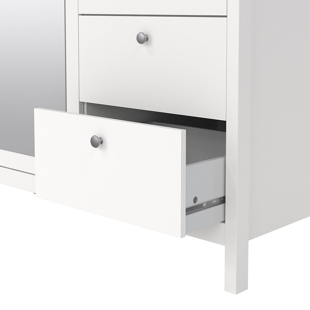 madrid  wardrobe with 2 doors 1 mirror door 2 drawers white
