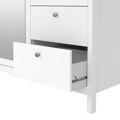 madrid  wardrobe with 2 doors 1 mirror door 2 drawers white