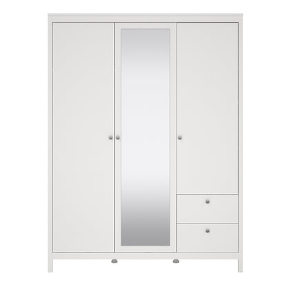 madrid  wardrobe with 2 doors 1 mirror door 2 drawers white
