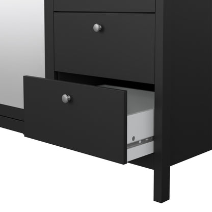 madrid  wardrobe with 2 doors 1 mirror door 2 drawers matt black