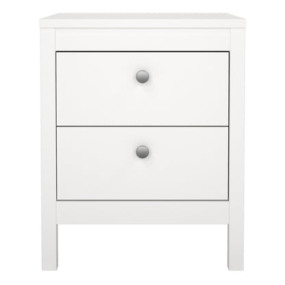 madrid bedside table 2 drawers in white