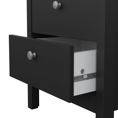 madrid bedside table 2 drawers in matt black