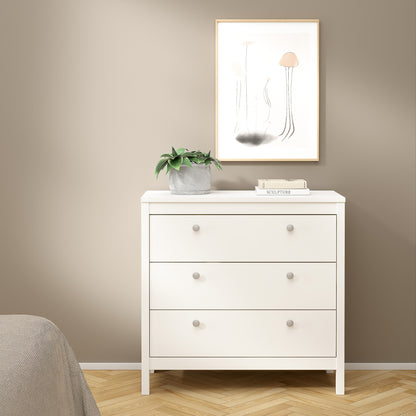madrid chest 3 drawers in white