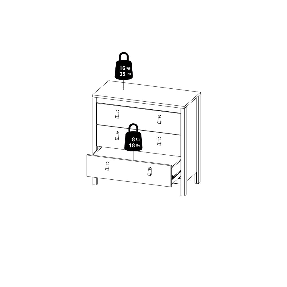 madrid chest 3 drawers in matt black
