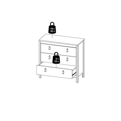 madrid chest 3 drawers in matt black