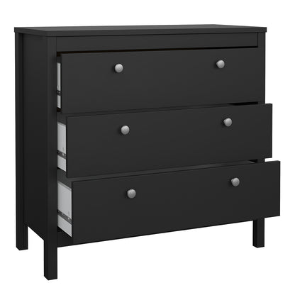 madrid chest 3 drawers in matt black