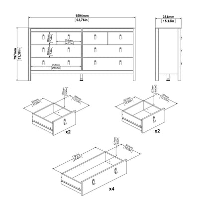 madrid double dresser 4+4 drawers in white