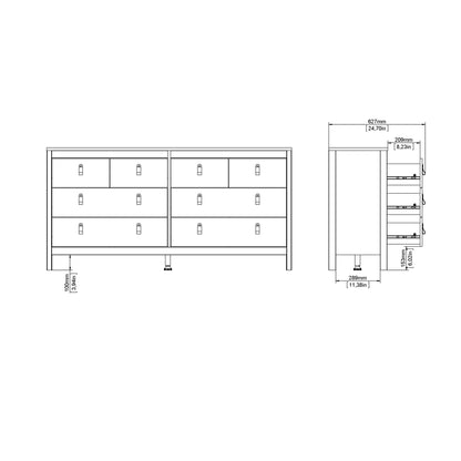 madrid double dresser 4+4 drawers in white