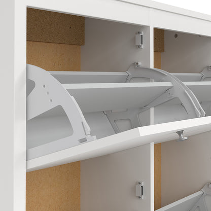 madrid shoe cabinet 4 flip down doors in white
