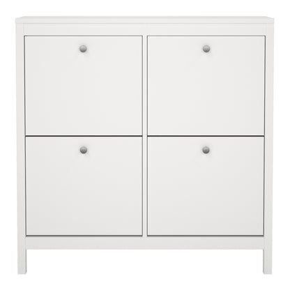 madrid shoe cabinet 4 flip down doors in white
