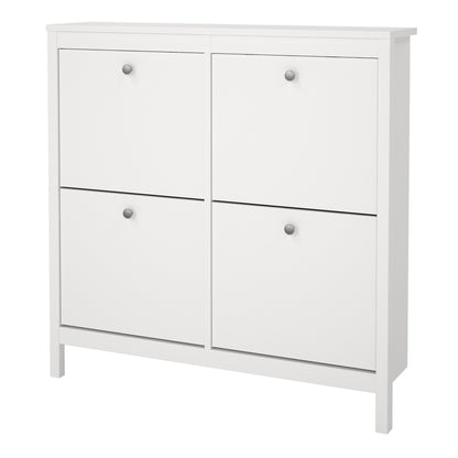 madrid shoe cabinet 4 flip down doors in white