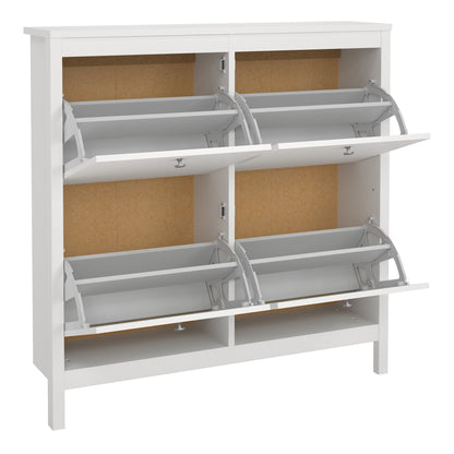 madrid shoe cabinet 4 flip down doors in white