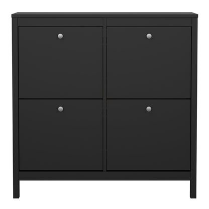 madrid shoe cabinet 4 flip down doors in matt black