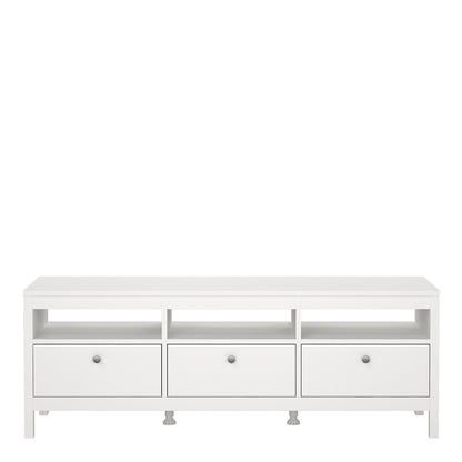 madrid tv unit 3 drawers in white