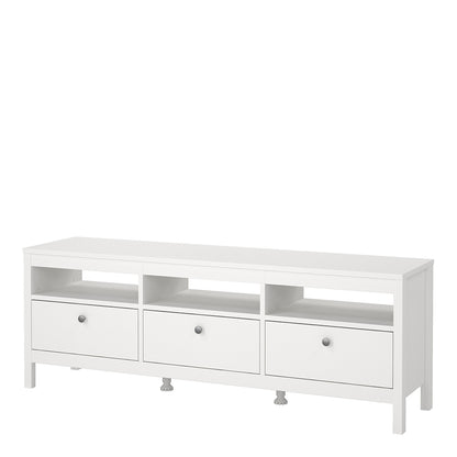 madrid tv unit 3 drawers in white