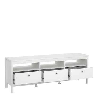 madrid tv unit 3 drawers in white