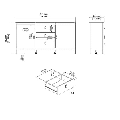 madrid sideboard 2 doors 3 drawers in white