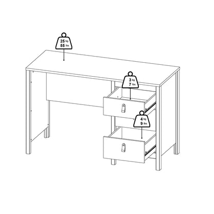 madrid desk 3 drawers white