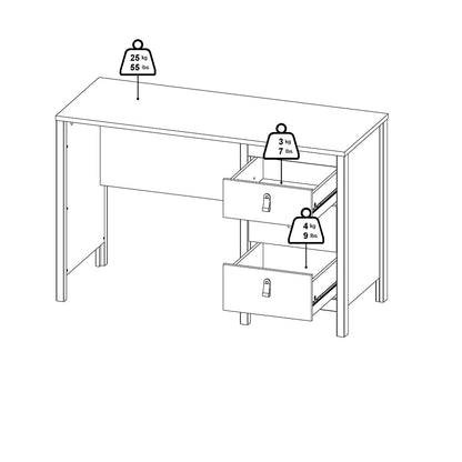 madrid desk 3 drawers matt black