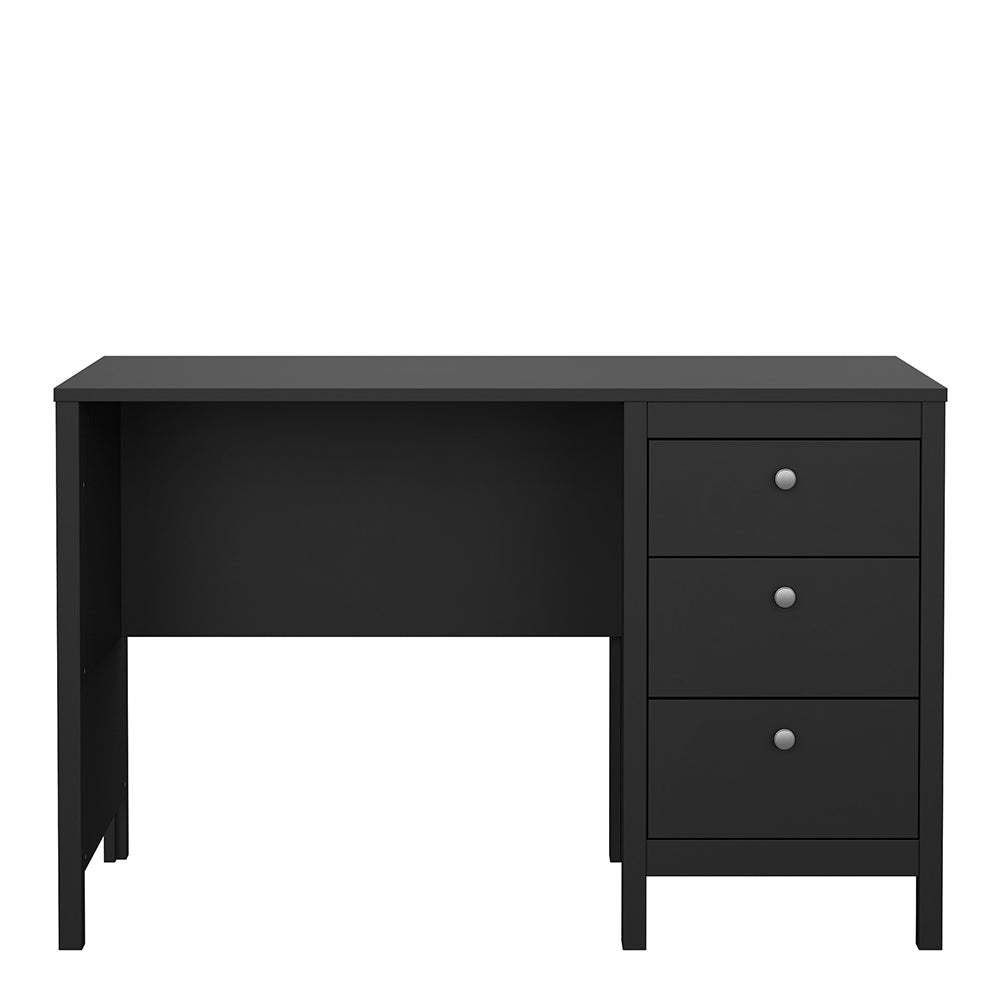 madrid desk 3 drawers matt black