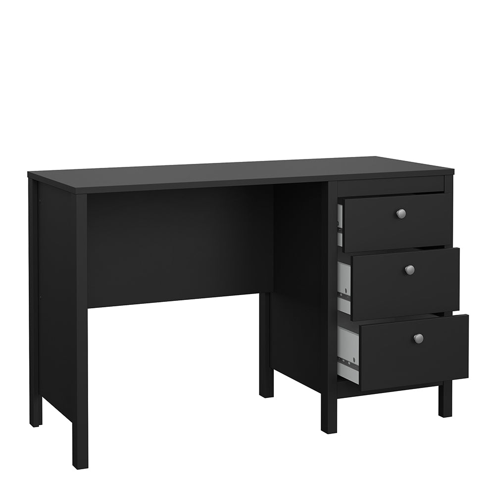 madrid desk 3 drawers matt black