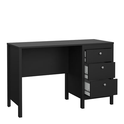 madrid desk 3 drawers matt black