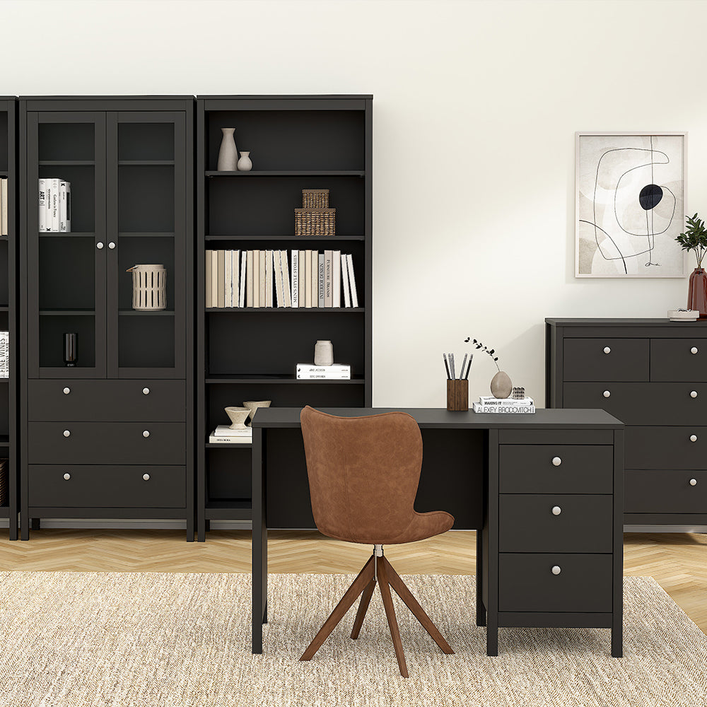 madrid desk 3 drawers matt black