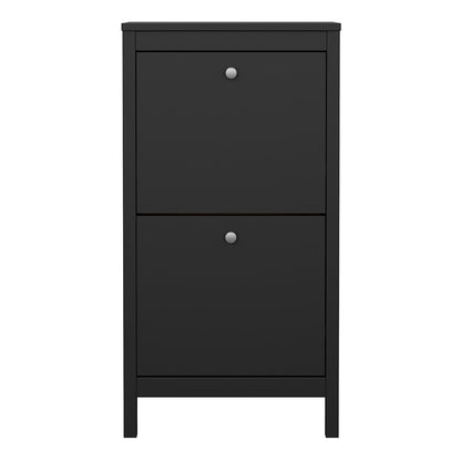 madrid shoe cabinet 2 flip down doors matt black