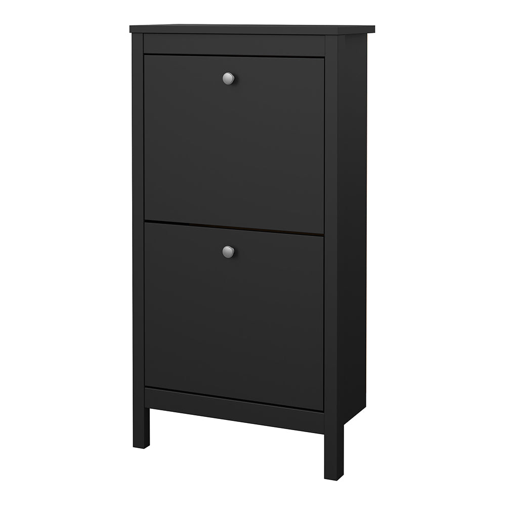 madrid shoe cabinet 2 flip down doors matt black
