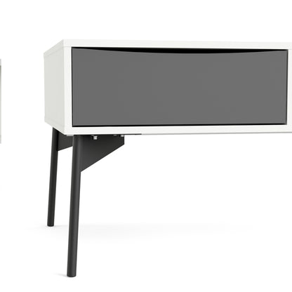 fur coffee table with 1 drawer in grey and white