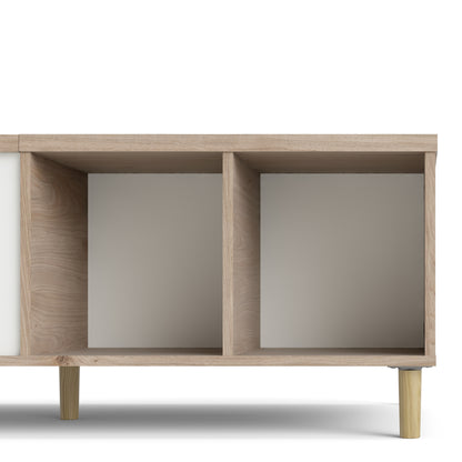 rome coffee table with sliding top in jackson hickory oak and matt white