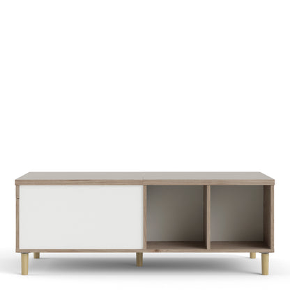 rome coffee table with sliding top in jackson hickory oak and matt white