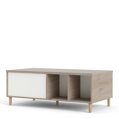 rome coffee table with sliding top in jackson hickory oak and matt white