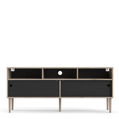 rome tv unit 2 sliding doors in jackson hickory oak and matt black