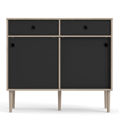 rome sideboard 2 sliding doors 2 drawers in jackson hickory oak and matt black