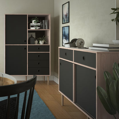 rome sideboard 2 sliding doors 2 drawers in jackson hickory oak and matt black