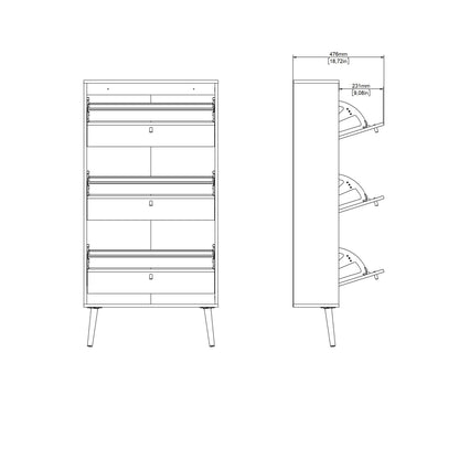 cumbria shoe cabinet 3 flip down doors white