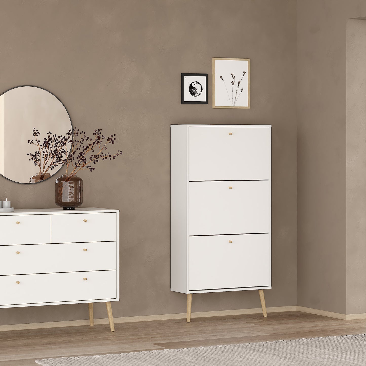 cumbria shoe cabinet 3 flip down doors white