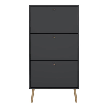 cumbria shoe cabinet 3 flip down doors dark grey