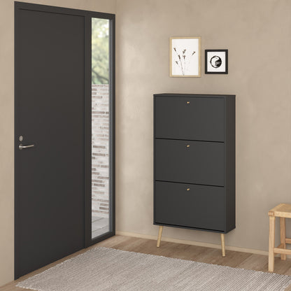cumbria shoe cabinet 3 flip down doors dark grey