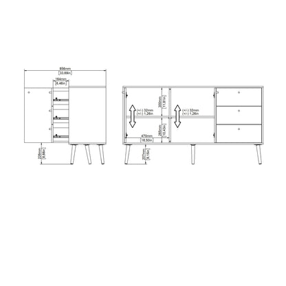 cumbria sideboard 2 doors + 3 drawers dark grey