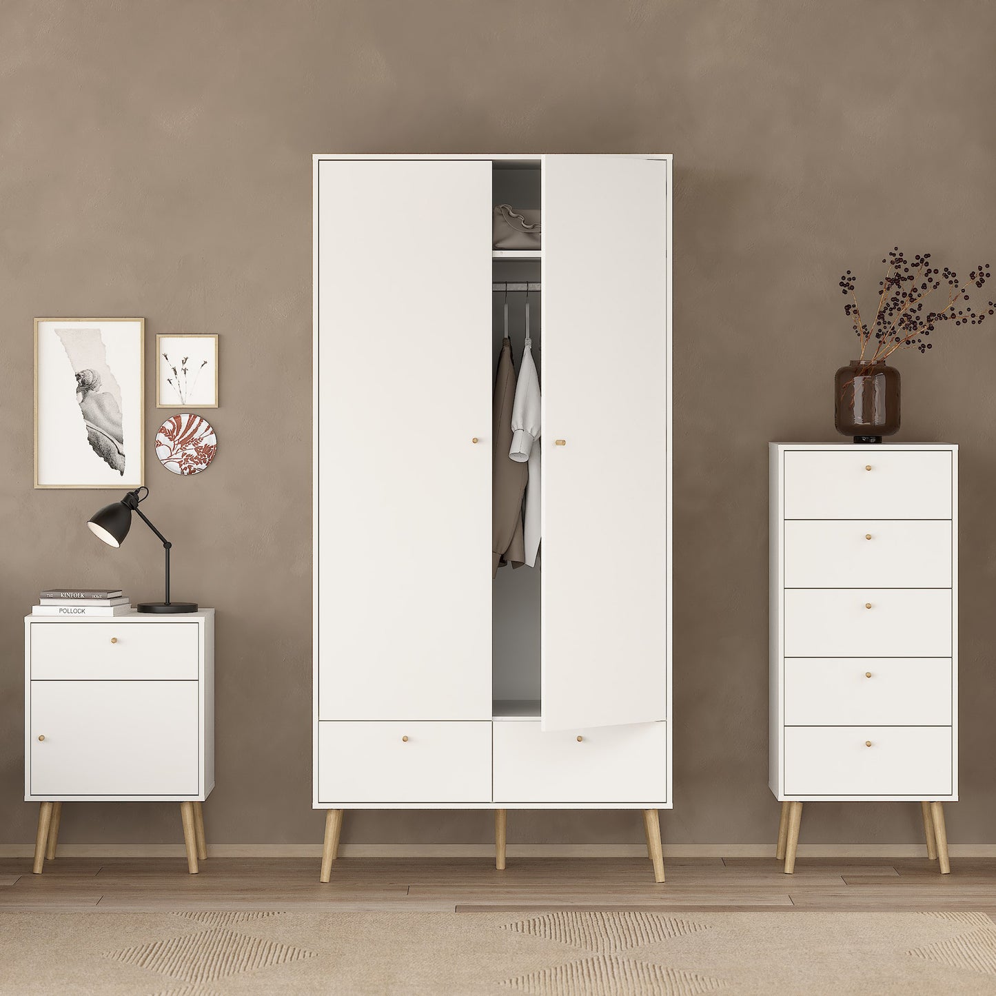 cumbria wardrobe with 2 doors + 2 drawers white