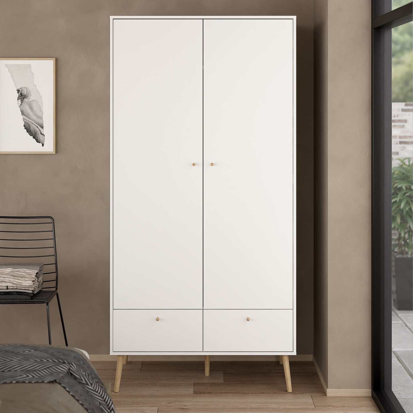 cumbria wardrobe with 2 doors + 2 drawers white