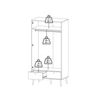 Cumbria Wardrobe with 2 Doors + 2 Drawers Dark Grey